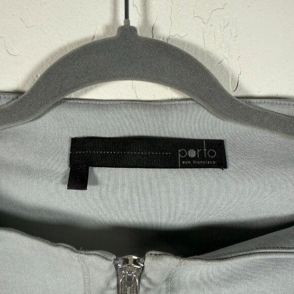 Porto Gray Stretch 3/4 Sleeve Two Patch Pocket Fitted Full Zip Jacket Size L - Picture 3 of 7